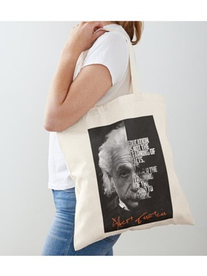 Giftora Albert Einstein Baskılı 2 Ham Bez Omuz