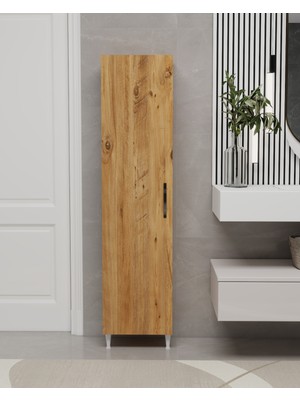 Irmak Mobilya Kapı Arkası Tek Kapaklı 5 Raflı Çok Amaçlı Ince Organizatör Banyo Mutfak Kiler Ardiye Boy Dolabı