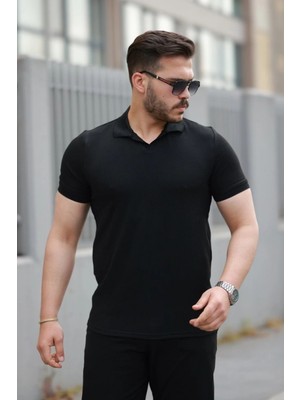 Marsilyan- Erkek Yakalı Waffle Dokulu Kısa Kollu Tişört