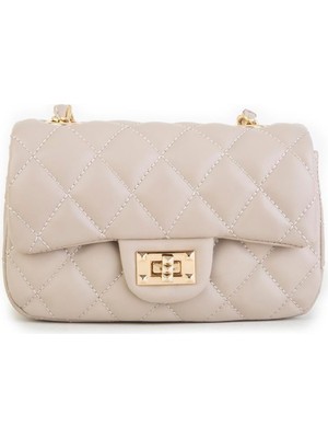 Nas Bag Kadın Çapraz Çanta Kapitone Zincir Detaylı - Kum Uludağ