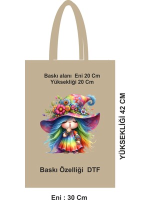 Giftora Dtf Baskılı Pamuk Ham Bez Poşet 30X42 cm 46 Tel Saplı