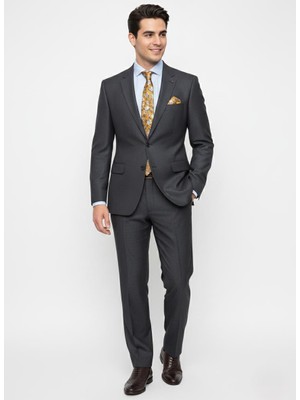 Presto Erkek Armürlü 6 Drop  Slim Takım Elbise Füme 660-090