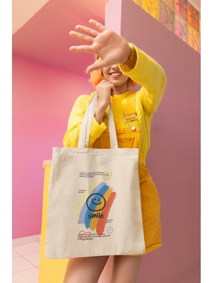 Giftora Smilebaskılı Bez Çanta