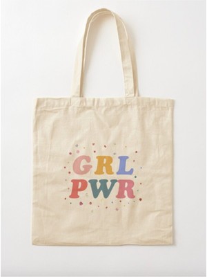 Giftora Wr - Girl Power Baskılı Ham Bez Omuz