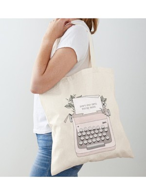 Giftora Pembe Vintage Tasarımlı Daktilo Baskıl