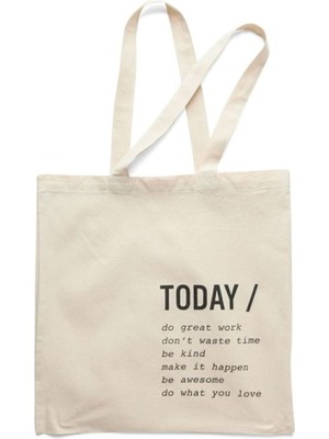 Giftora Today Baskılı Ham Bez Omuz Çantası