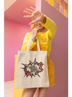 Giftora Rockwell Baskılı Bez Çanta