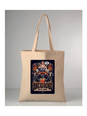 Giftora Arabalar Serisi-1 Baskılı 35X40 cm Ham Bez Omuz Çantası