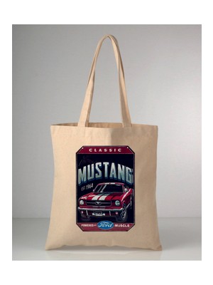 Giftora Arabalar Serisi-3 Baskılı 35X40 cm Ham Bez Omuz Çantası