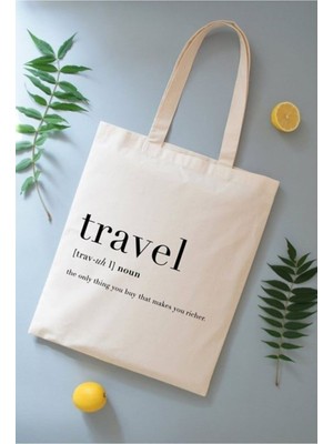 Giftora Travel Baskılı Ham Bez Omuz Çantası