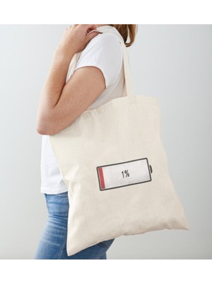 Giftora % 1 Şarj Baskılı Ham Bez Omuz Çantası