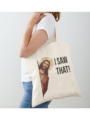 Giftora I Am That Baskılı Ham Bez Omuz Çantası