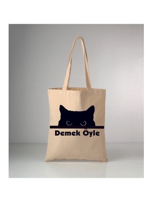 Giftora Hayvanlarımız Demek Öyle Kedili Baskılı Ham Bez Omuz Çantası 35X40 cm