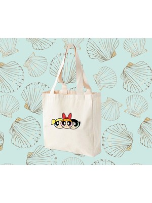 Giftora Powerpuff Girls Baskılı Körüklü Kanvas Çanta