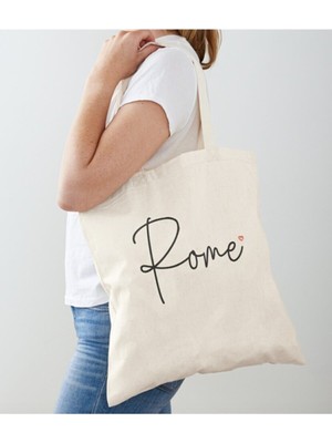 Giftora Minimal Roma Baskılı Ham Bez Omuz