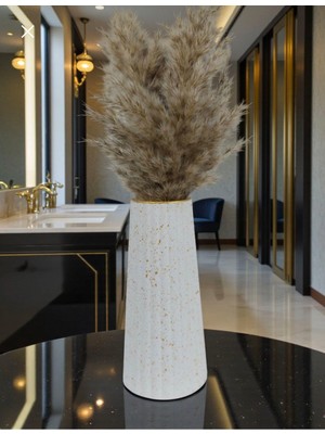 Fk Design Çizgili Beton Vazo | Modern Dekoratif Ev & Salon Vazosu [çiçek Dahil Değildir]