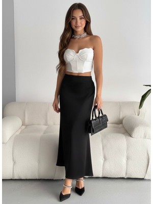 My Lunessa Zr Muadil Siyah Ipek Saten Etek