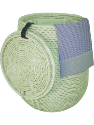 Baolgi Biarritz Hasır Çamaşır Sepeti (Pamuklu Çanta) Beyaz Çap 34/20x50 cm