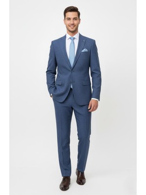Presto Erkek Yelekli Slim Battal Takım Elbise 6 Drop Lacivert 792-250