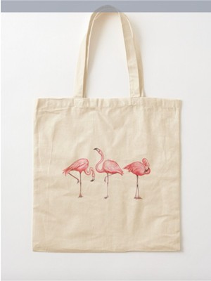 Giftora Flamingo Tasarımlı Ham Bez Omuz Çantası