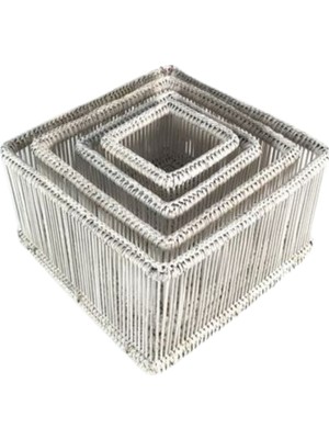 Baolgi Hasır 4'Lü Kare Sepetler Beyaz 65x44x20 cm