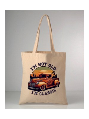 Giftora Arabalar Serisi-5 Baskılı 35X40 cm Ham Bez Omuz Çantası