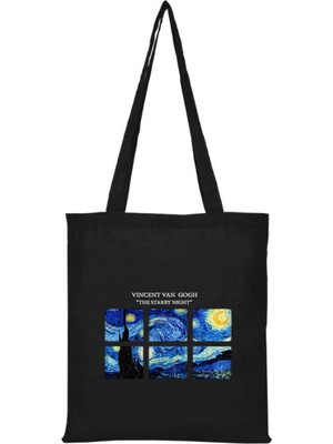 Giftora Vıncent Van Gogh  Ham Siyah Bez Çanta