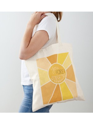 Giftora Sunshine Baskılı Ham Bez Omuz Çantası