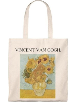 Giftora Vicent Van Gogh Ayçiçeği Baskılı Ham Bez