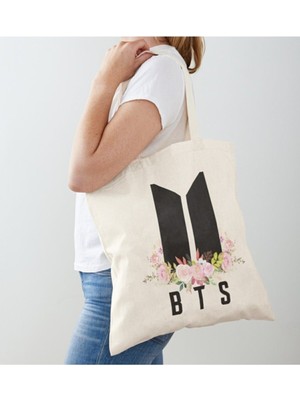 Giftora Bts Baskılı Ham Bez Omuz Çantası - 1