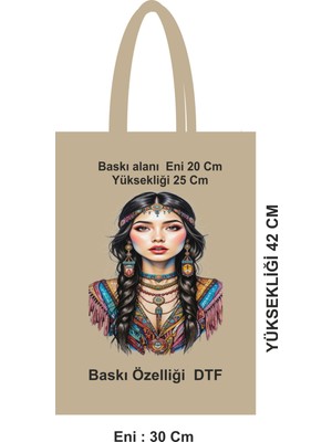 Giftora Saplı Pamuk Bez Poşet – 30X42 Cm, Çevreci, Dtf Baskılı