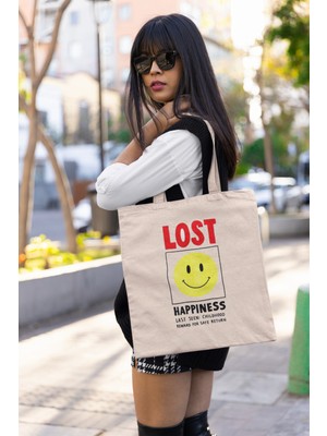 Giftora Happiness  Baskılı Bez Çanta