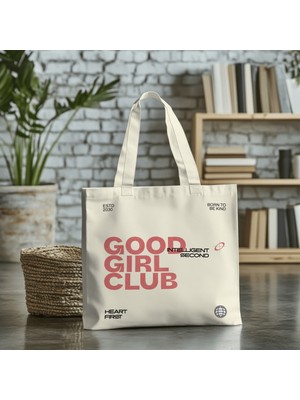 Giftora Good Girl Club Baskılı Kanvas Omuz Çantası