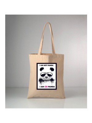 Giftora Hayvanlarımız Cix Panda Baskılı Ham Bez Omuz Çantası 35X40 cm