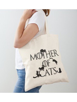 Giftora Mother Of Cats Baskılı Ham Bez Çanta