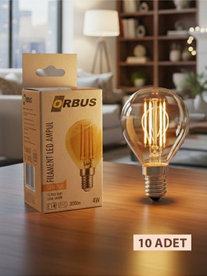 Orbus PA45 Amber LED Ampul 4W E14 2700K 300 Lümen Filament 10LU