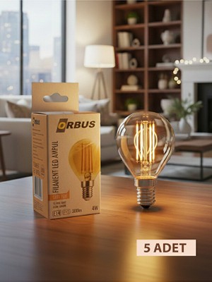 Orbus PA45 Amber LED Ampul 4W E14 2700K 300 Lümen Filament 5li