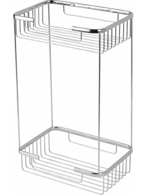 Nil Banyo Paslanmaz Pirinç İkili Dikdörtgen Şampuanlık Krom 15X22