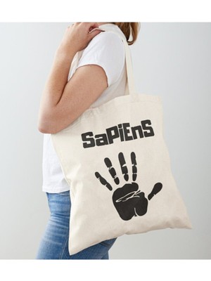 Giftora Sapiens Tasarımlı Ham Bez Omuz Çantas