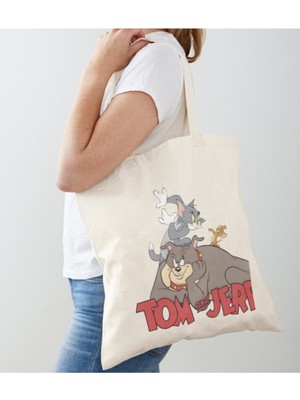 Giftora Tom & Jerry Tasarımlı Ham Bez Omuz