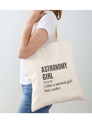 Giftora Astronomi Girl Tasarımlı Ham Bez Omu