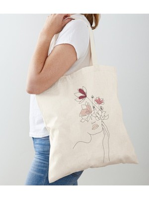 Giftora Minimal Kadın Tasarımlı Ham Bez Omuz