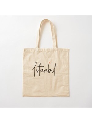 Giftora Istanbul Miinimal Baskılı Ham Bez Omuz