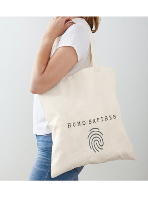 Giftora Homo Sapiens Tasarımlı Ham Bez Omuz