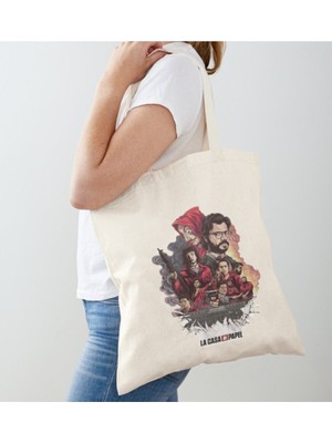 Giftora La Casa De Papel Baskılı Ham Bez Omuz