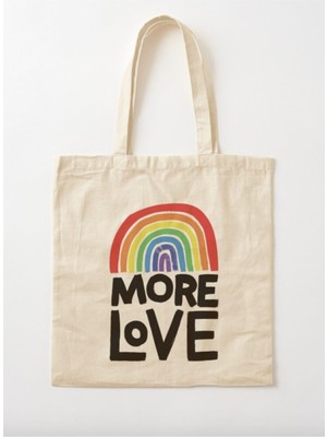 Giftora More Love - Rainbow Tasarımlı Ham Bez Omuz Çantası