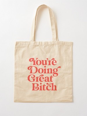 Giftora You Are Doin Great B Baskılı Ham Bez Omuz Çantası