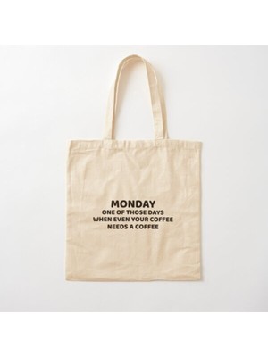 Giftora Monday Tasarımlı Ham Bez Omuz Çantası