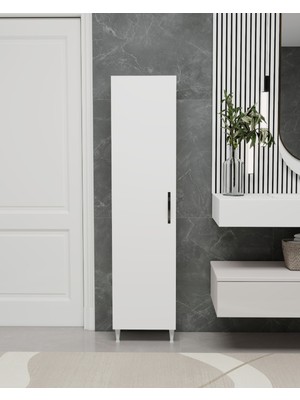 Irmak Mobilya Kapı Arkası Tek Kapaklı 5 Raflı Çok Amaçlı Ince Organizatör Banyo Mutfak Kiler Ardiye Boy Dolabı