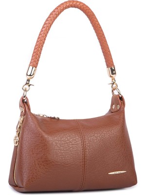 Nas Bag Kadın Mini Omuz ve Çapraz Çanta Örgülü Askılı - Taba Victoria